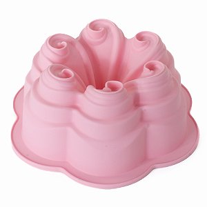 Forma de Silicone Redonda Flor Rosa 22x22x9cm - 1 Un - Cromus Allonsy