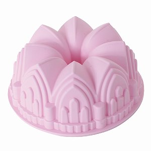 Forma de Silicone Redonda Palácio Rosa 22x22x8,8cm - 1 Un - Cromus Allonsy