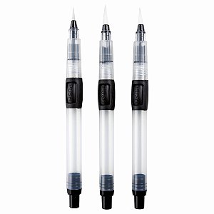 Pincel Caneta com Reservatório e Dispositivo Redondo Preto - Jogo com 3 Un - Cromus Allonsy