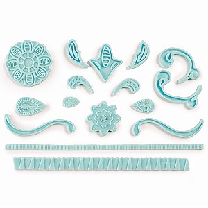 Molde Para Pasta Americana Renda 20x12,5x0,7cm Verde - 1 Un - Cromus Allonsy