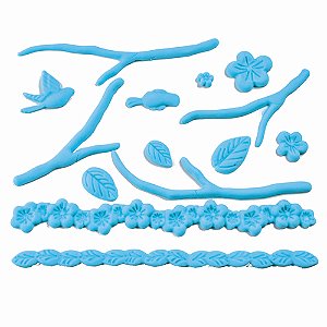 Molde Para Pasta Americana Natureza 20x12,5x0,7cm Azul - 1 Un - Cromus Allonsy