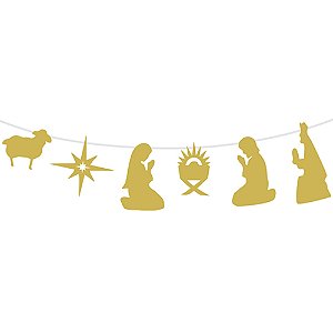 Bandeirola Decorativo Presépio de Natal Dourado 2,8 Metros - 1 Un