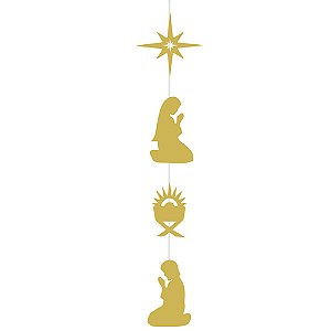 Móbile Decorativo Presépio de Natal Dourado 80cm - 1 Un