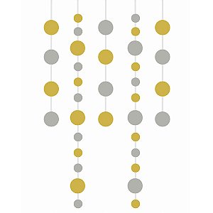 Kit Cortina Cartonada Bolinhas Prata e Dourado - 5 Un