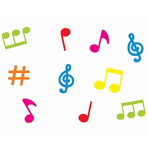 Aplique Decorativo Notas Musicais Color M - 10 Un