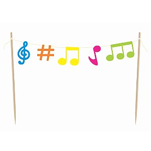 Varalzinho Decorativo no Palito Notas Musicais Color - 1 Un