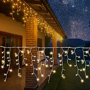 Cascata de Led com 200 Lâmpadas 5,50 Metros Branco Quente - 220 Volts