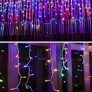 Cascata de Led com 400 Lâmpadas 10 Metros Tomada M/F Colorido - 110 Volts