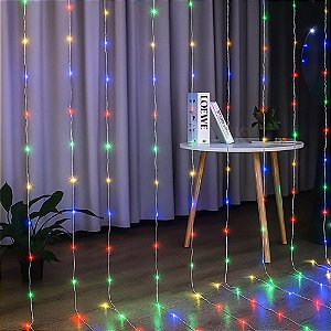Cortina de Led 400 Lâmpadas 8 Funções 4x3 Metros Colorido - 220 Volts