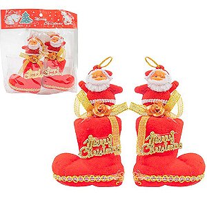 Enfeite Botinha Para Decoração Natalina 10x9cm - 2 Un