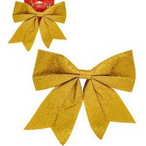 Enfeite Laço Natalino 28cm Dourado - 1 Un