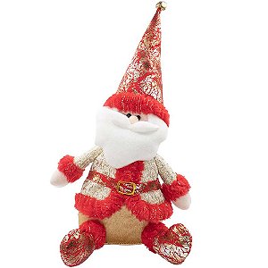 Enfeite Papai Noel em Tecido Luxo 45x15cm Vermelho - 1 Un
