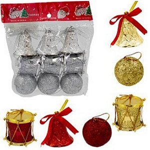 Enfeites Natalino 24x16cm - Kit com 9 Peças