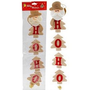 Enfeites Natalino Ho-Ho-Ho Grande com Guizo 45x17cm - 1 Un