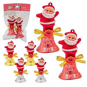 Enfeites Natalino Papai Noel 8x5cm Cores Variadas - Kit com 2 Peças