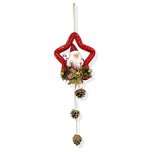 Enfeites Natalino Papai Noel Grande Para Pendurar 65x20cm - 1 Un
