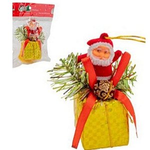 Enfeites Natalino Papai Noel na Caixinha de Presente 3x3cm - 1 Un