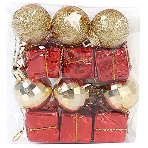 Enfeites Para Decoração Natalina 11x7cm - Kit com 12 Peças