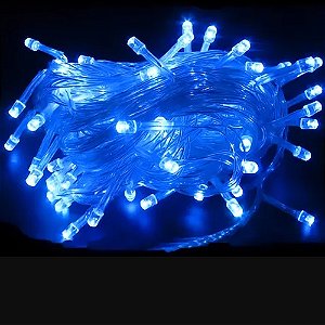 Pisca Pisca Fio Transparente 10 Metros com 100 Leds Azul - 110 Volts