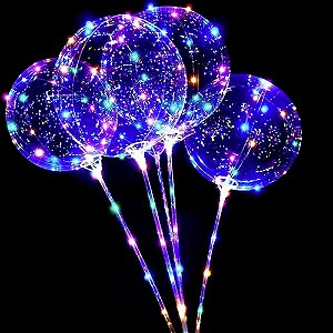 Balão Metalizado Bubble com Led Completo 18"