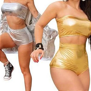 Conjunto Hot Pant Metalizado