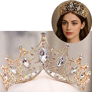 Coroa de Princesa de Metal Luxo com Pedras de Strass
