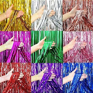 Cortina de Ráfia Metalizada 1,00x2,00 Metros Cores Sortidas