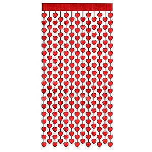 Cortina Metalizada de Coração 2,00x1,00 Metros