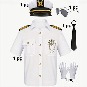 Kit Para Fantasia Adulto Comandante Marinha Luxo P