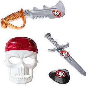 Kit Para Fantasia Pirata Sete Mares Máscara Infantil