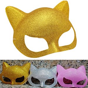 Máscara Gato com Glitter - Para Festas