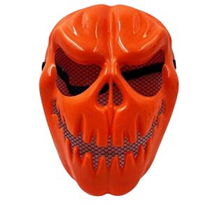 Máscara Plástica Abóbora com Tela - Para Festas