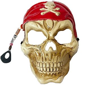 Máscara Plástica Caveira Pirata Luxo - Para Festas