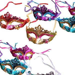 Máscara Veneza com Glitter Desenhada - Para Festas