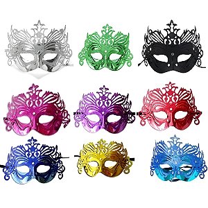 Máscara Veneza Metalizada Com Gliter - Para Festas