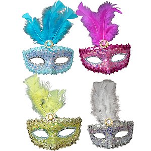 Máscara Veneza Paetê Sortidas - Para Festas