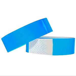 Pulseira de Identificação a Prova de Água Neon Azul - 50 Un