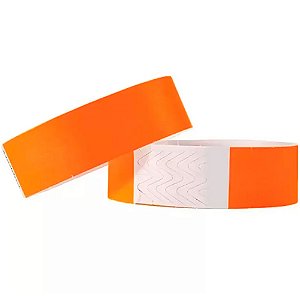 Pulseira de Identificação a Prova de Água Neon Laranja - 50 Un