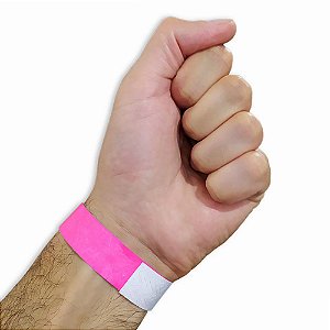 Pulseira de Identificação a Prova de Água Rosa Pink - 50 Un