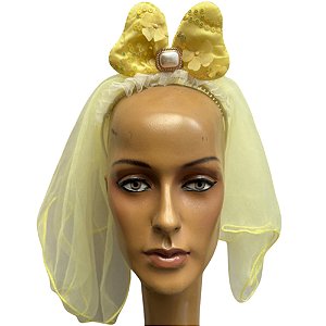 Tiara Luxo Com Laço e Véu Duplo - Para Festas