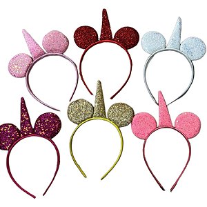 Tiara Unicórnio Modelo Tecido com Glitter - Para Festas