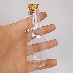 Mini Garrafa De Plastico 50ml Com Tampa De Rolha