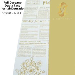 Poli Coreano Dupla Face Jornal/Dourado