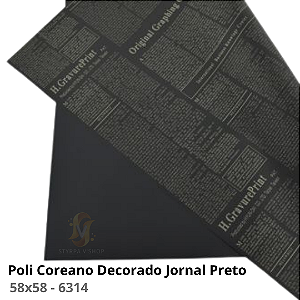 Poli Coreano Decorado Jornal Preto