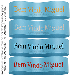 Fita AZUL CLARO de Cetim Personalizada 30mm