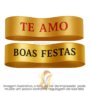 Fita DOURADA de Cetim Personalizada 22mm