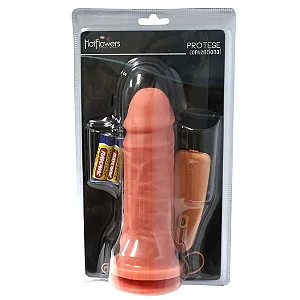 PROTESE COM VENTOSA E VIBRADOR EXTERNO COM PILHAS 17 CM