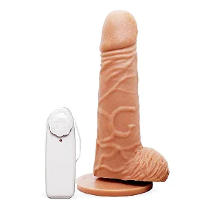 PRÓTESE COM VIBRO E ESCROTO E VENTOSA