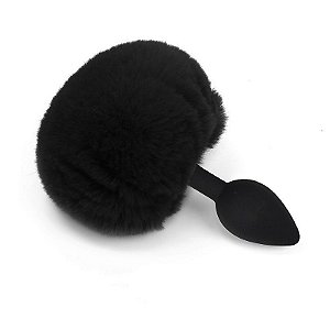 PLUG POM POM SILICONADO PRETO G