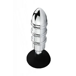 Plug Anal em Aço 15,5 x 3,5 cm com Ventosa